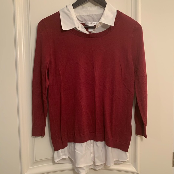 Red Sweater with Built-in Blouse - Picture 1 of 3